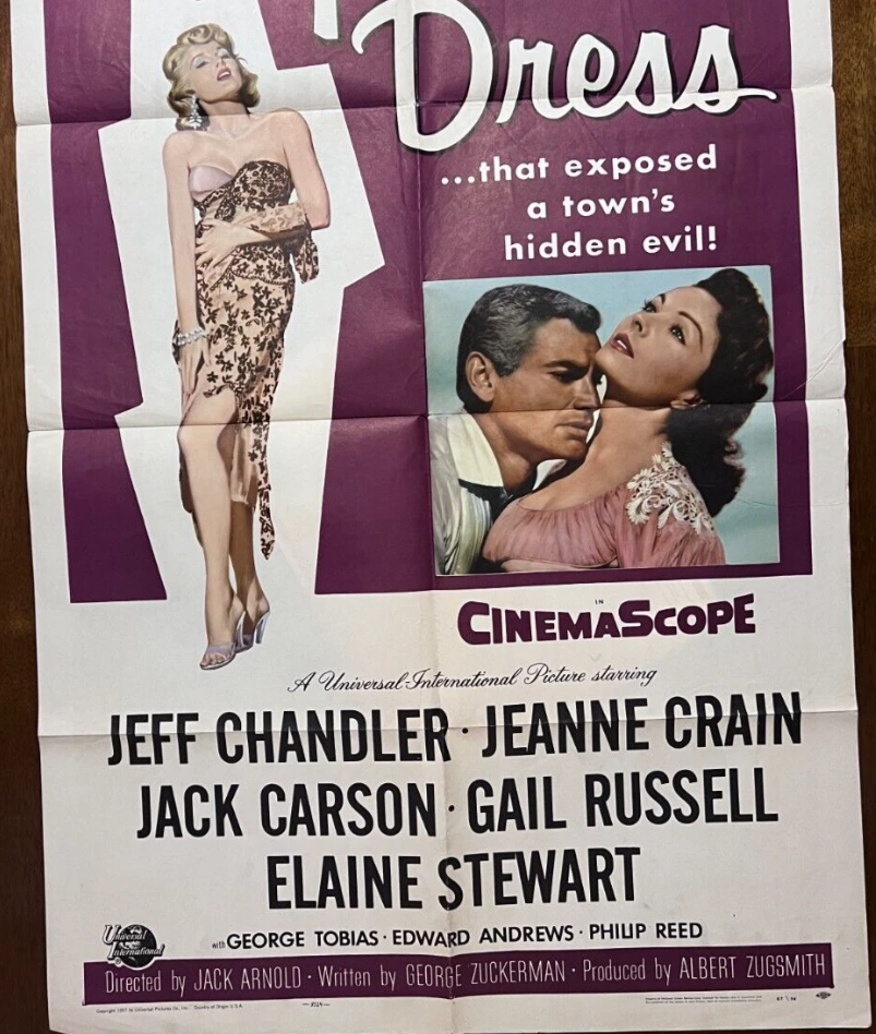 THE TATTERED DRESS 1957 MOVIE POSTER JEFF CHANDLER, JACK CARSON