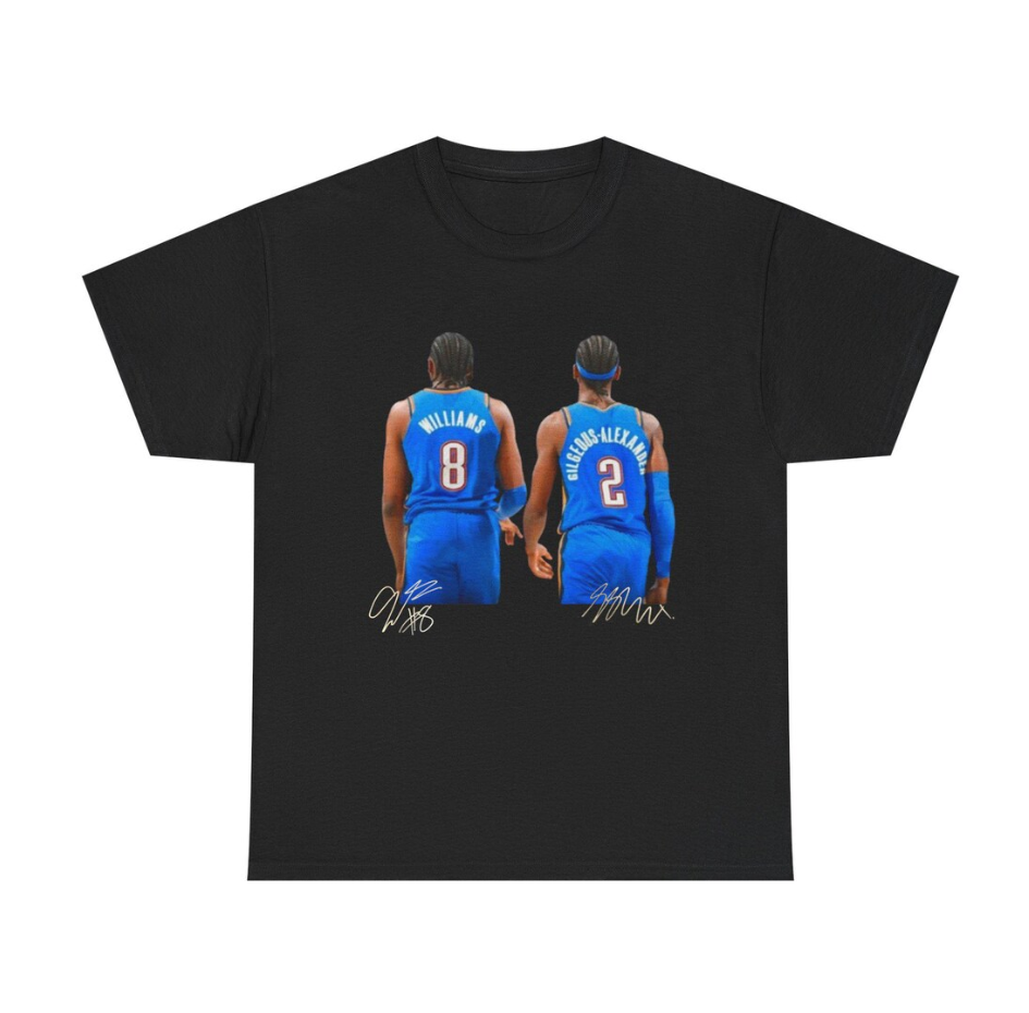 Jalen Williams and Shai Gilgeous Alexander OKC T Shirt Autograph Edition