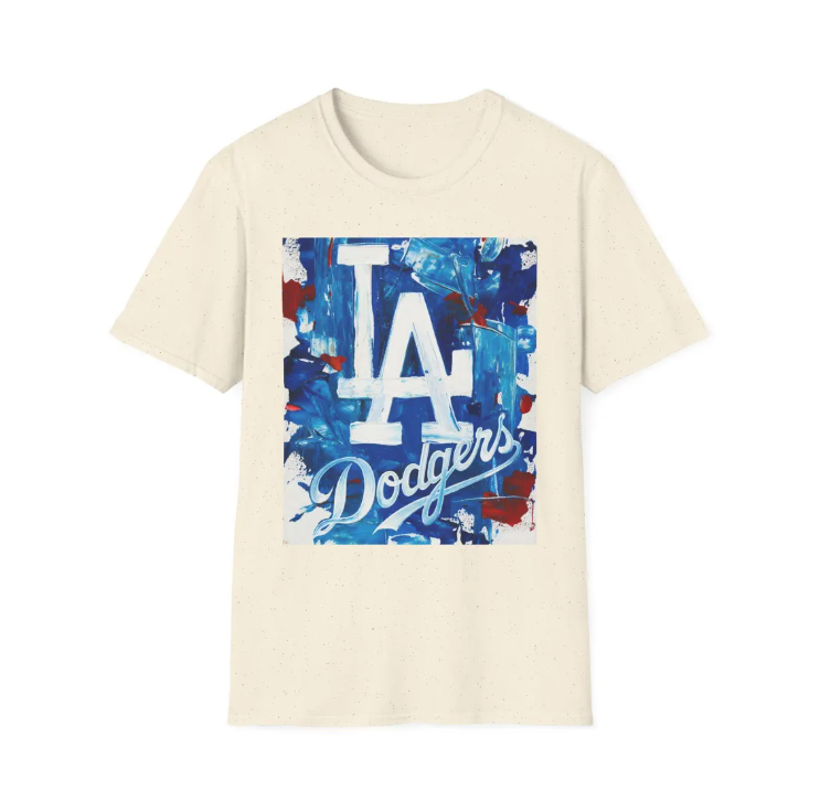 LA Dodgers Abstract Logo Painting T-Shirt Baseball Team Fan Tee