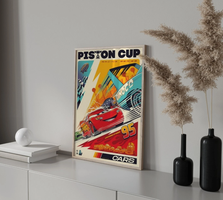 Lightning McQueen Art Canvas Poster Wall Art Home Decor Kids Room Gift