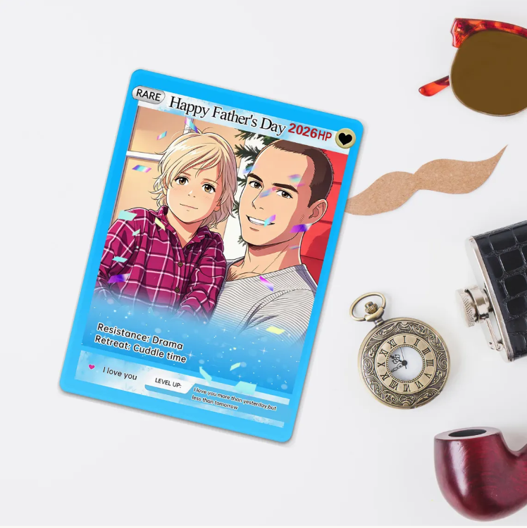 Personalized Father's Day Pokemon Card, Custom Birthday Photo Art Card, Wedding & Anniversary Photo to Holo Card, Gift For Dad, New Dad Gift