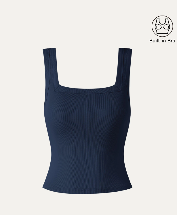 Slinky Square Open-Back Bra Tank Top