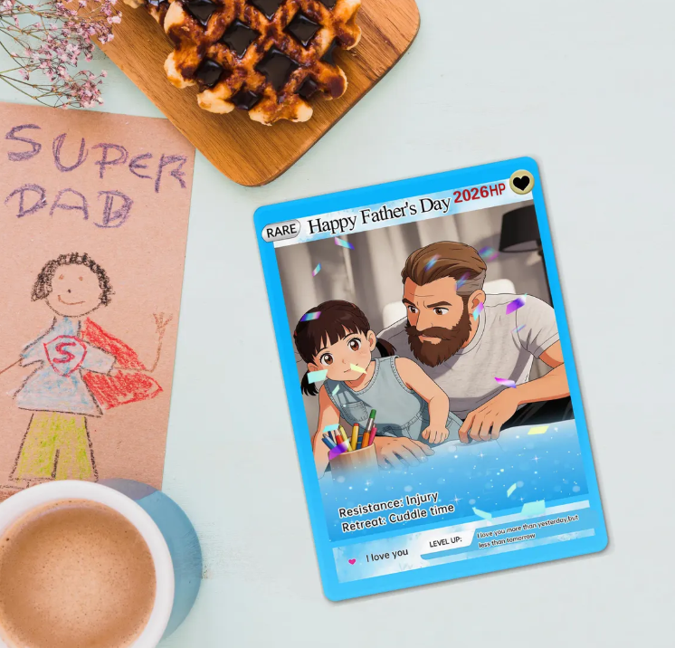 Personalized Father's Day Pokemon Card, Custom Birthday Photo Art Card, Wedding & Anniversary Photo to Holo Card, Gift For Dad, New Dad Gift