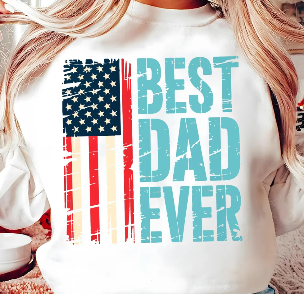 Best Dad Ever Patriotic PNG | American Flag Father’s Day Sublimation Design