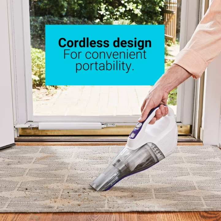 BLACK+DECKER Furbuster Cordless Handheld Vacuum, for Car, Pet Hair & Multi-Surfaces, Powerful Suction, HLVB315JP07W