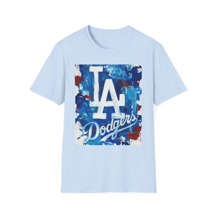 LA Dodgers Abstract Logo Painting T-Shirt Baseball Team Fan Tee