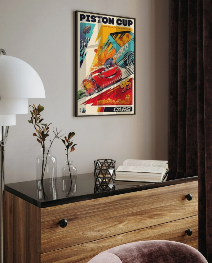 Lightning McQueen Art Canvas Poster Wall Art Home Decor Kids Room Gift