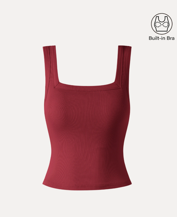 Slinky Square Open-Back Bra Tank Top