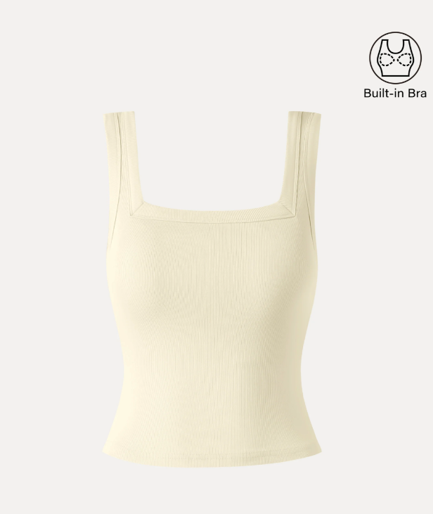 Slinky Square Open-Back Bra Tank Top