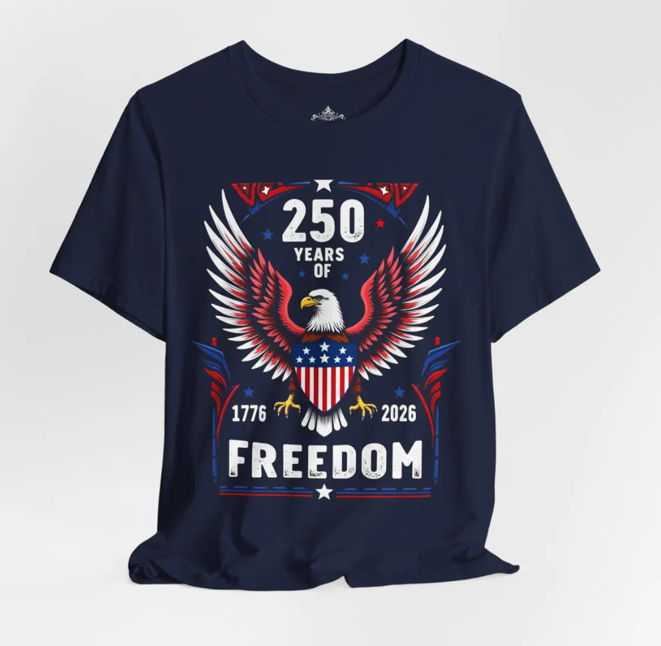 Patriotic Freedom Tee: 250th Anniversary - Red, White & Blue Unisex Shirt