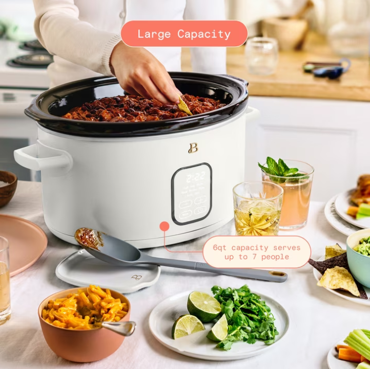Beautiful 6 Qt Programmable Slow Cooker, White Icing by Drew Barrymore