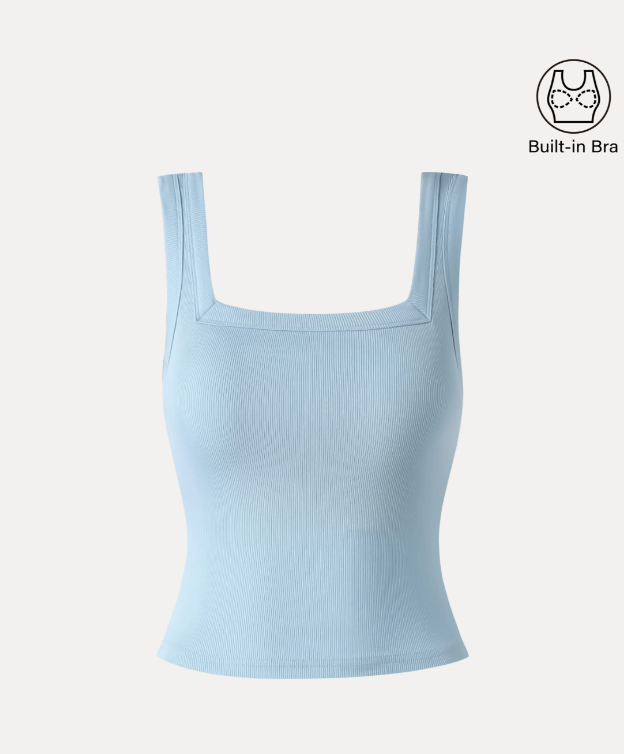 Slinky Square Open-Back Bra Tank Top