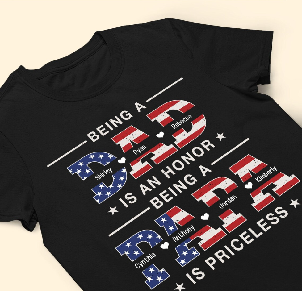 Father’s Day Gift – “Being a Dad Is an Honor” Personalized Shirt, Matching Father Child Outfit, Custom Family Tee