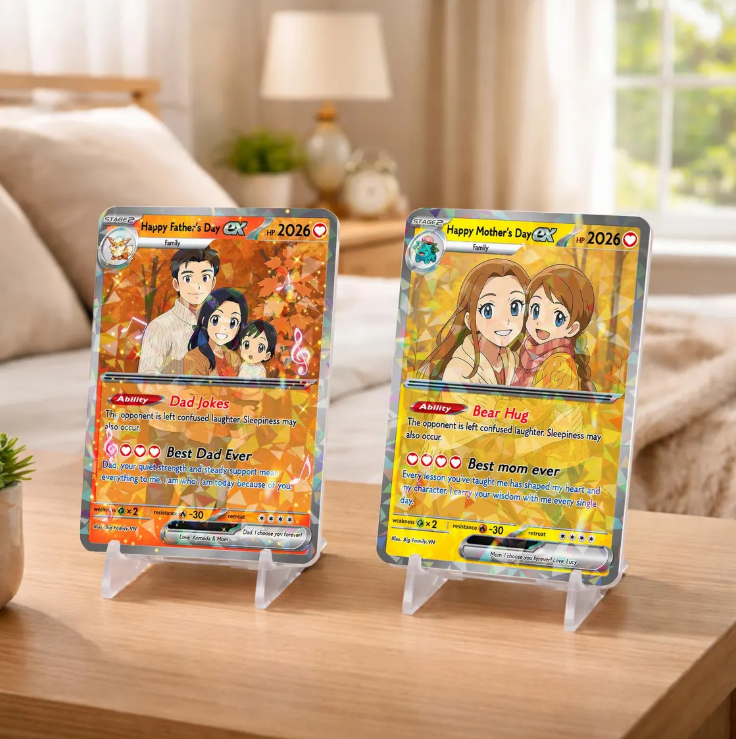 Personalized Father's Day Poke Card, Custom Photo Art Card, Best Dad Wallet Card Gift For Dad, Father's Day Gift From Kids, New Dad Gifts