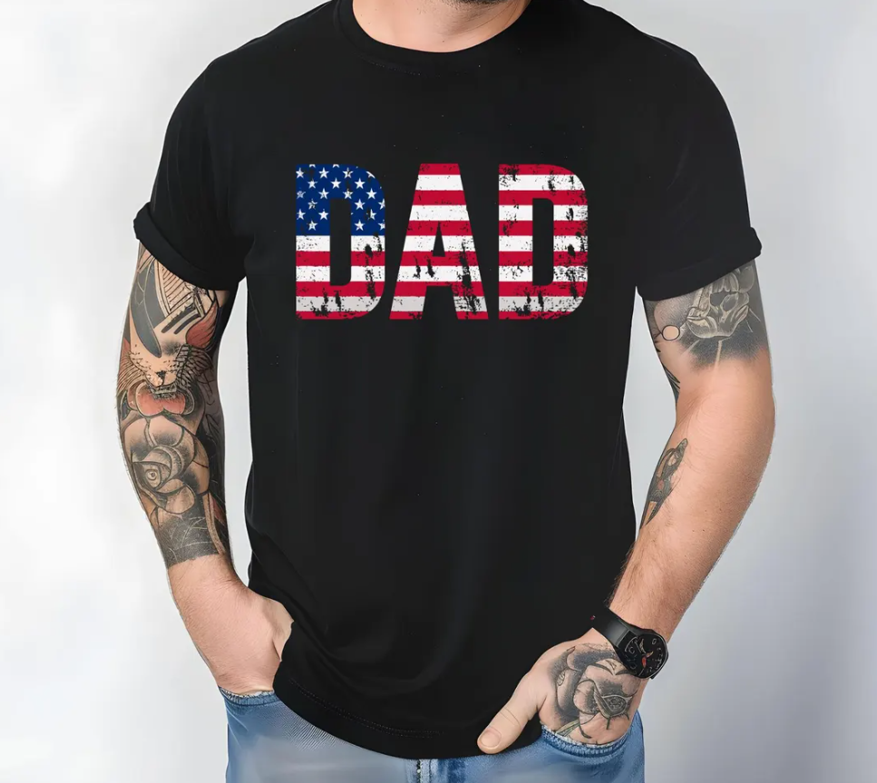 American Flag Dad T-Shirt | Patriotic USA Father’s Day Gift for Dad