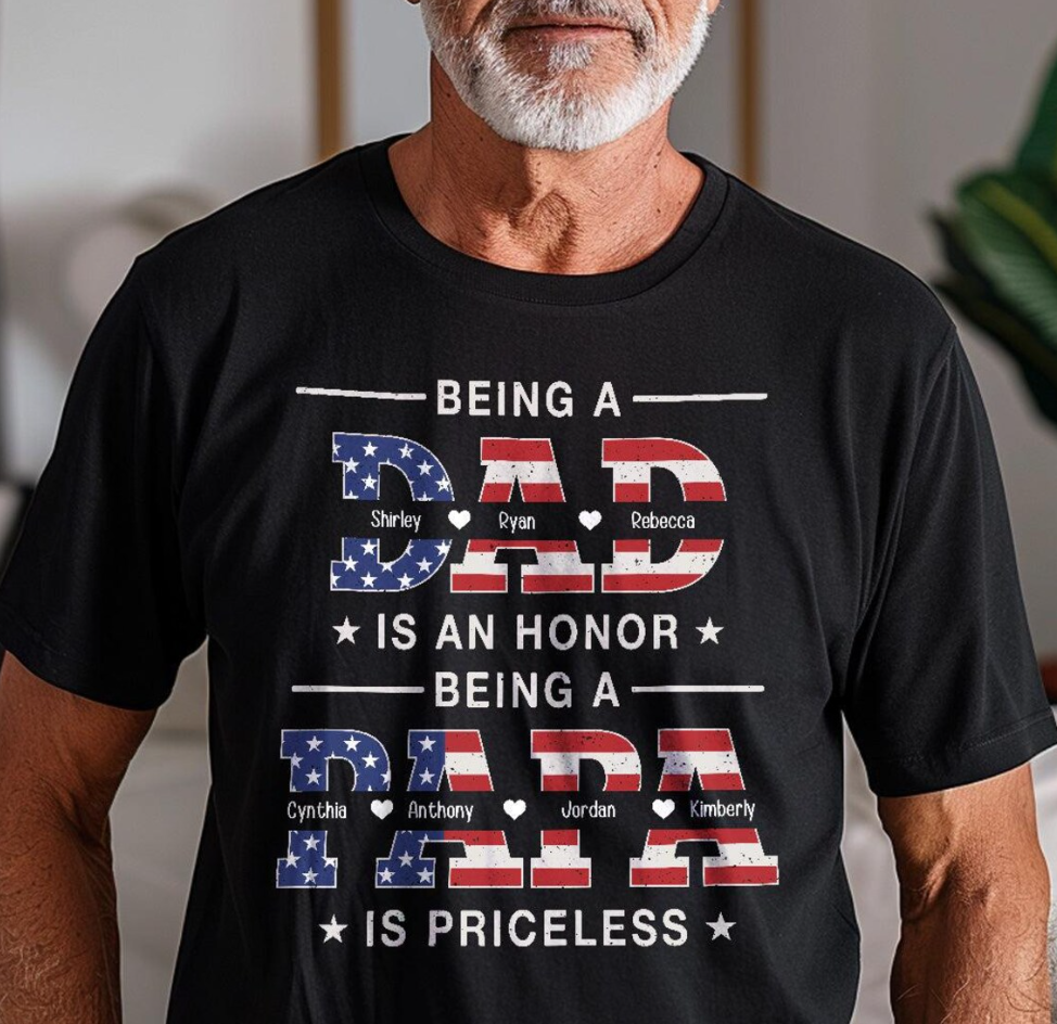 Father’s Day Gift – “Being a Dad Is an Honor” Personalized Shirt, Matching Father Child Outfit, Custom Family Tee