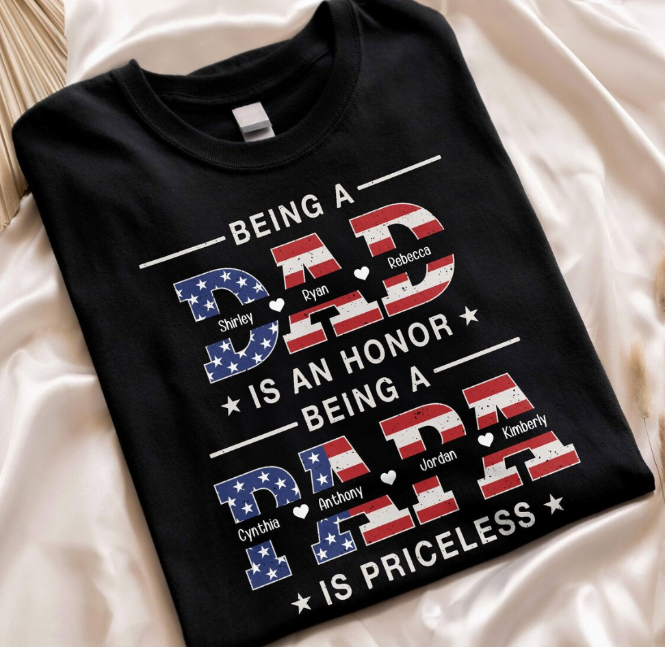 Father’s Day Gift – “Being a Dad Is an Honor” Personalized Shirt, Matching Father Child Outfit, Custom Family Tee