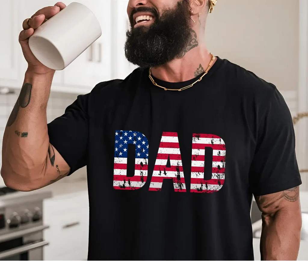 American Flag Dad T-Shirt | Patriotic USA Father’s Day Gift for Dad