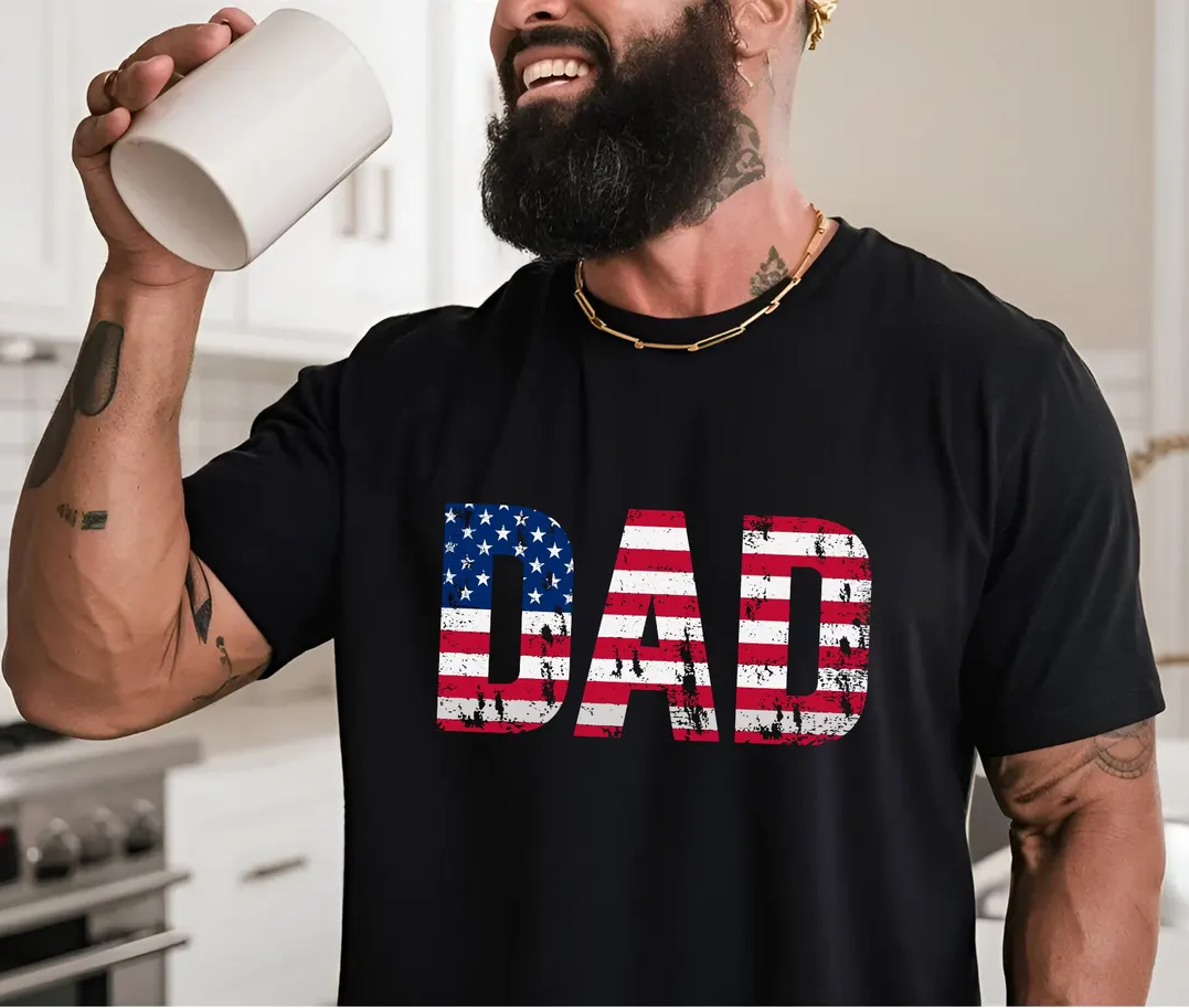 American Flag Dad T-Shirt | Patriotic USA Father’s Day Gift for Dad