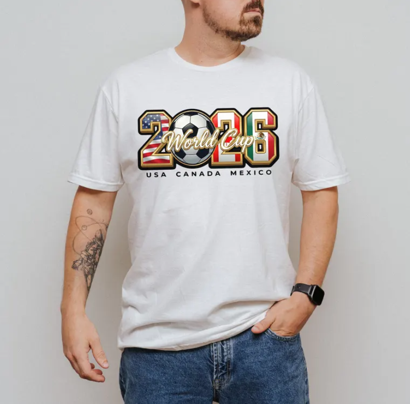 World Cup 2026 T Shirt USA Canada Mexico Soccer Graphic Shirt, World Cup Matching Shirt, Unisex Crewneck T-shirt, Family Crewneck Shirt