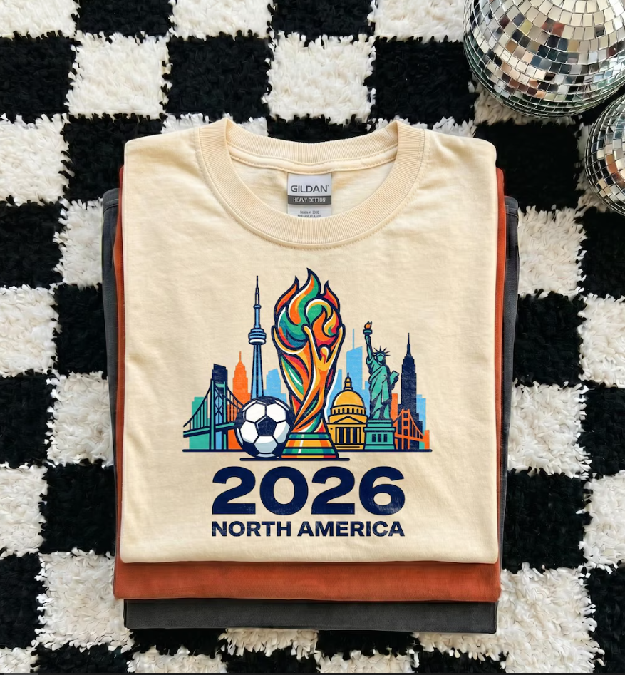 FIFA World Cup 2026 North America Shirt, Soccer Trophy Skyline Tee, USA Canada Mexico Football Fan Gift, World Cup 26