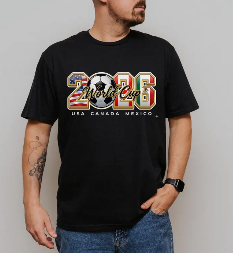 World Cup 2026 T Shirt USA Canada Mexico Soccer Graphic Shirt, World Cup Matching Shirt, Unisex Crewneck T-shirt, Family Crewneck Shirt