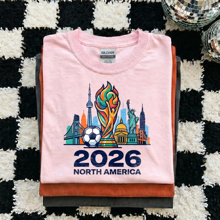FIFA World Cup 2026 North America Shirt, Soccer Trophy Skyline Tee, USA Canada Mexico Football Fan Gift, World Cup 26