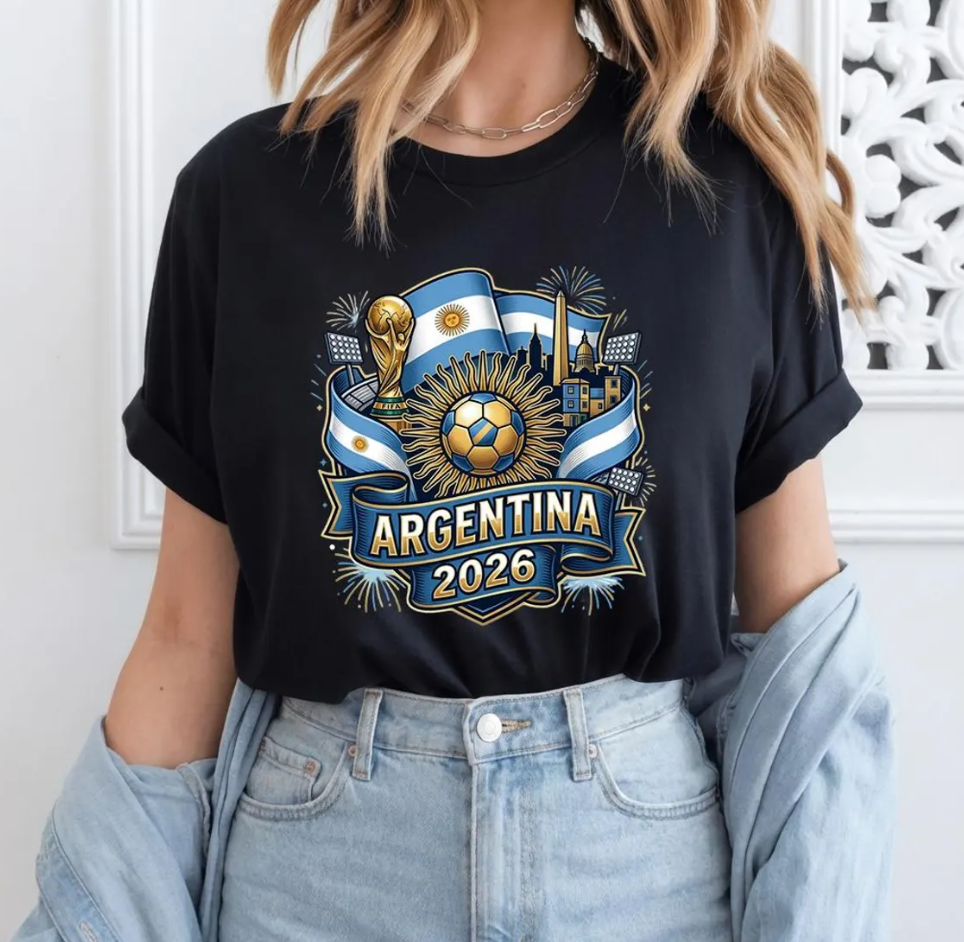 Argentina 2026 World Cup T-Shirt, Argentina Soccer Fan Shirt, Football Trophy Tee, World Cup 2026 Souvenir Shirt, Football Gift