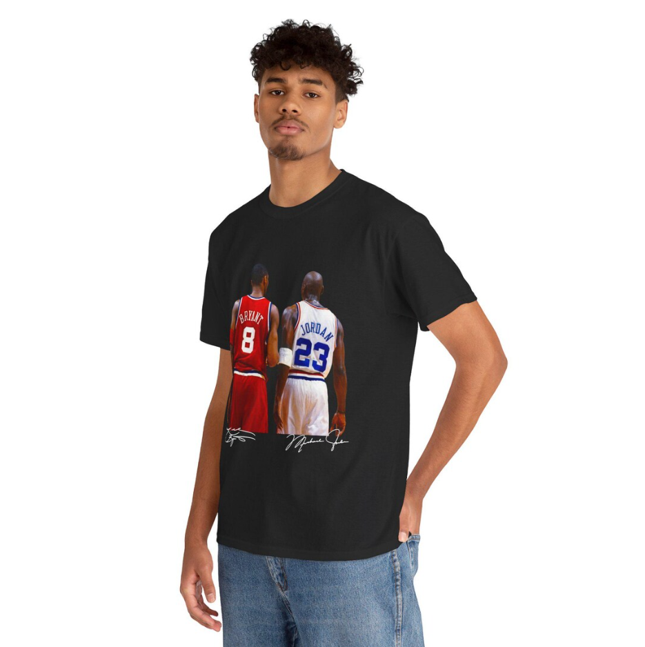 Michael Jordan and Kobe Bryant T Shirt Autograph Edition Basketball Legends Tribute