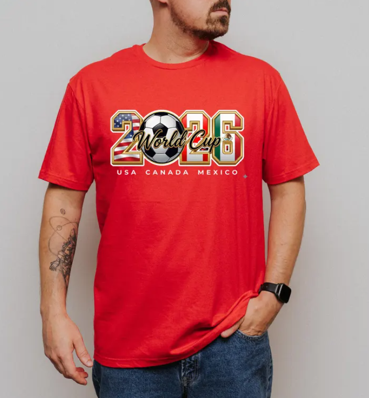 World Cup 2026 T Shirt USA Canada Mexico Soccer Graphic Shirt, World Cup Matching Shirt, Unisex Crewneck T-shirt, Family Crewneck Shirt