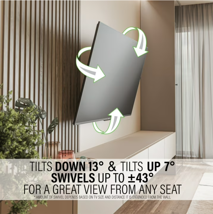 SANUS VuePoint Full-Motion TV Wall Mount for TVs 42"-90" up to 120 lbs – Height Adjust with Swivels, Tilts, and Extends up to 25" From the Wall