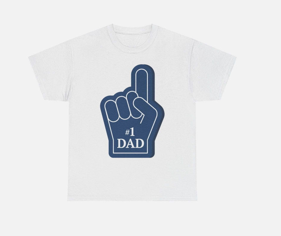 Dad Foam Finger T-Shirt Custom Back Text, Father's Day Tee