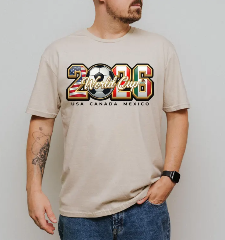 World Cup 2026 T Shirt USA Canada Mexico Soccer Graphic Shirt, World Cup Matching Shirt, Unisex Crewneck T-shirt, Family Crewneck Shirt