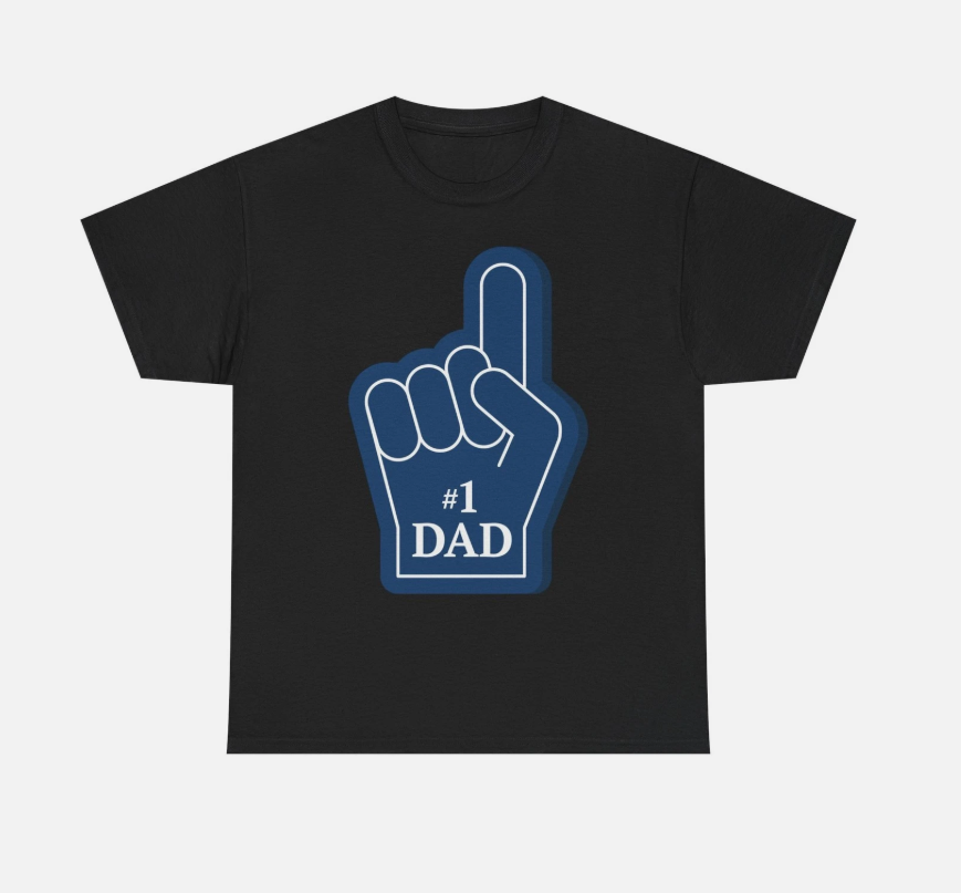 Dad Foam Finger T-Shirt Custom Back Text, Father's Day Tee