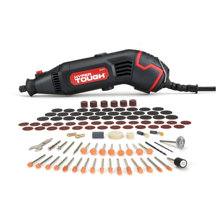 Hyper Tough 1.5 AMP Corded Rotary Tool with 105 Accessories, 120V Variable Speed and Storage Case