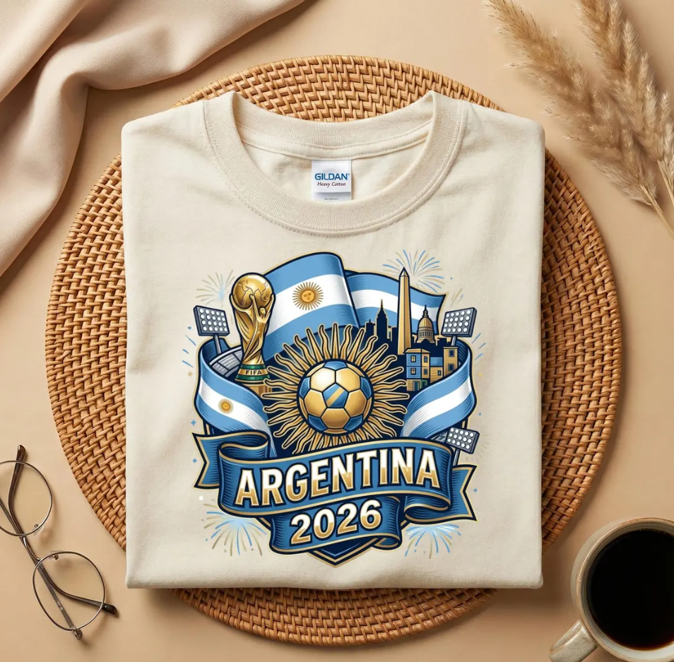 Argentina 2026 World Cup T-Shirt, Argentina Soccer Fan Shirt, Football Trophy Tee, World Cup 2026 Souvenir Shirt, Football Gift