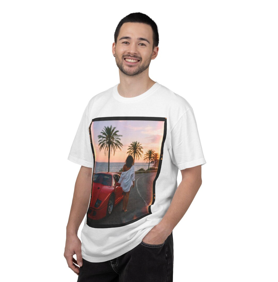 Vintage Ferrari Sunset T Shirt, 80s Riviera Aesthetic Tee, Retro Supercar Art Shirt, Luxury Summer Vibes Graphic Top (Copy)