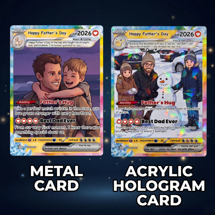 Personalized Pokémon Card from Photo – Custom Holographic Gift for Dad, Fathers Day Anniversary