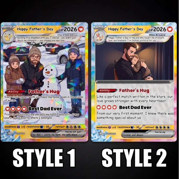 Personalized Pokémon Card from Photo – Custom Holographic Gift for Dad, Fathers Day Anniversary