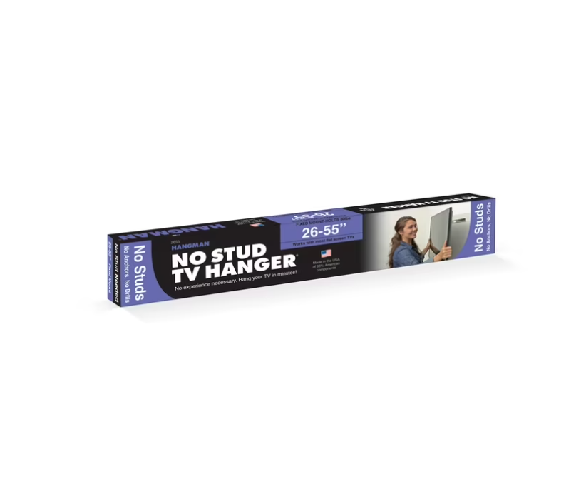 Hangman No Stud TV Hanger 2655 - Fits Screens 26" - 55" - Holds 80 lbs - No Stud, No Drills, No Anchors Required
