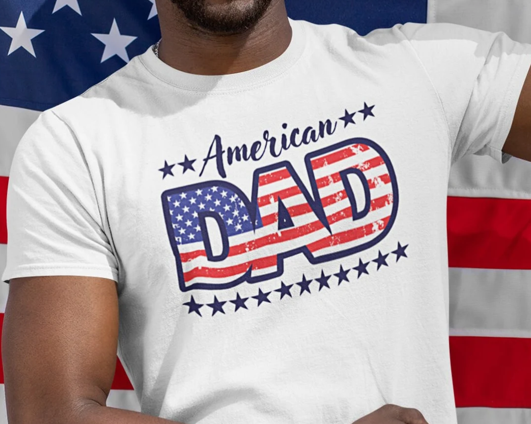 American Dad Patriotic Tee | USA Flag Father’s Day Gift for Dad & Grandpa