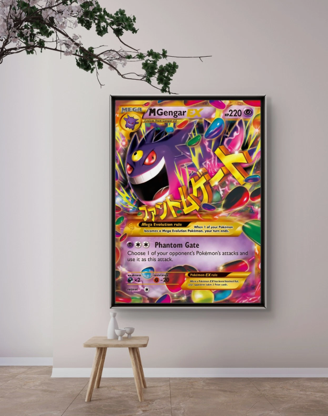 Mega Gengar TCG Canvas Poster Anime Wall Art Home Decor Fan Art Gift Idea