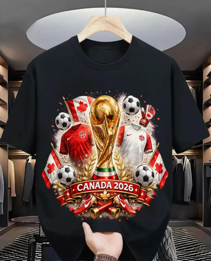 2026 World Cup Fan Tee American Flag Football T-Shirt Canada Football Team Shirt