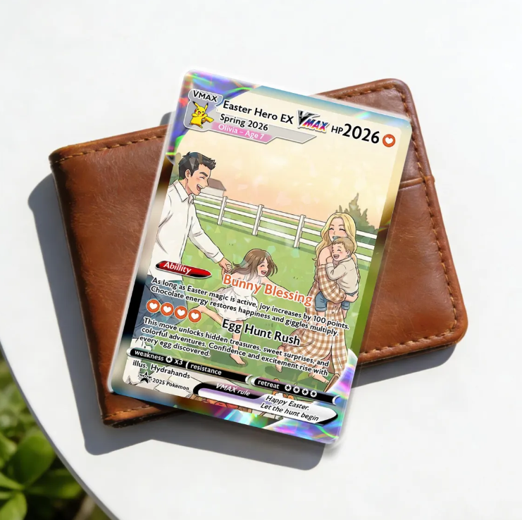 Personalized Easter Trading Card, Anime Style Custom Bunny Keepsake