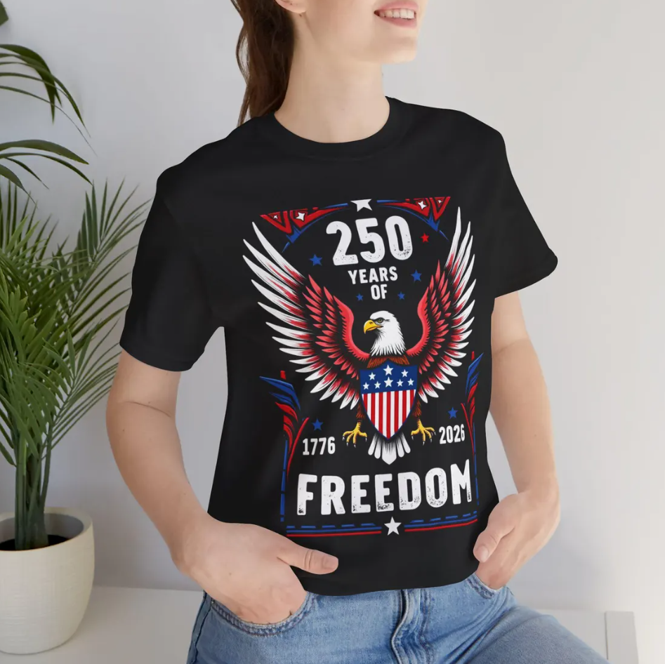 Patriotic Freedom Tee: 250th Anniversary - Red, White & Blue Unisex Shirt