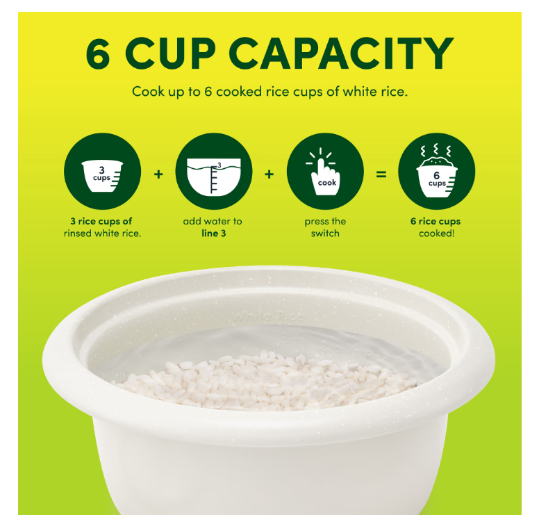 AROMA® 6-Cup Rice Cooker & Food Steamer with Bonded Granite Nonstick Ceramic & Pop-Up Steam Tray - White