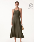 Soft Linen Knit Spaghetti Midi Bra Dress