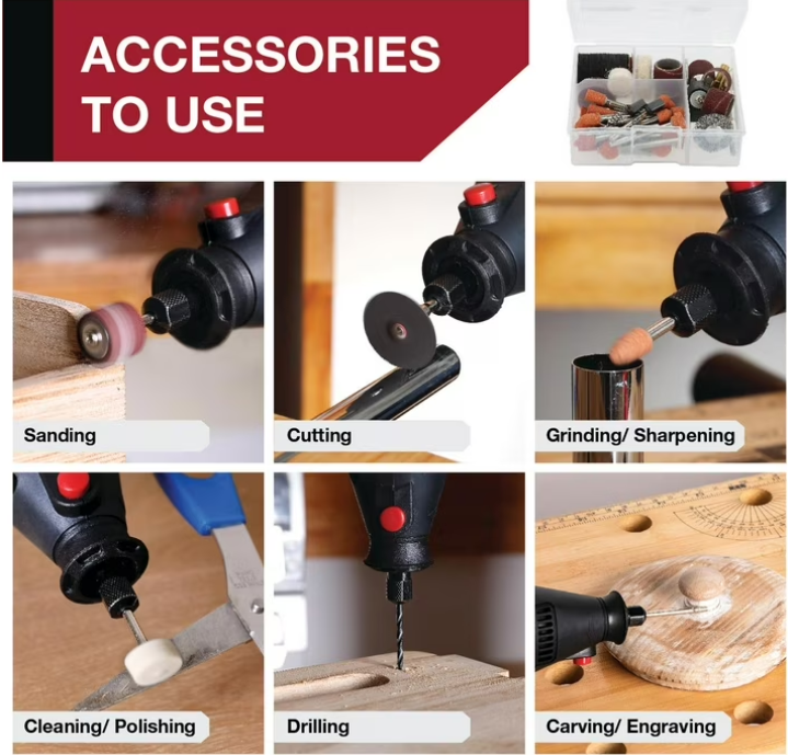 Hyper Tough 1.5 AMP Corded Rotary Tool with 105 Accessories, 120V Variable Speed and Storage Case