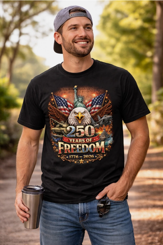 250 Years of Freedom 1776 2026 Patriotic Unisex Tshirt