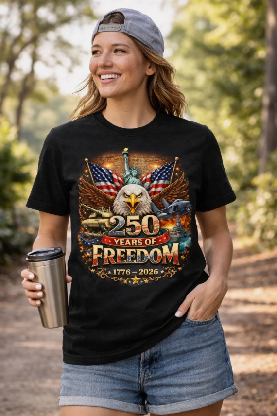 250 Years of Freedom 1776 2026 Patriotic Unisex Tshirt